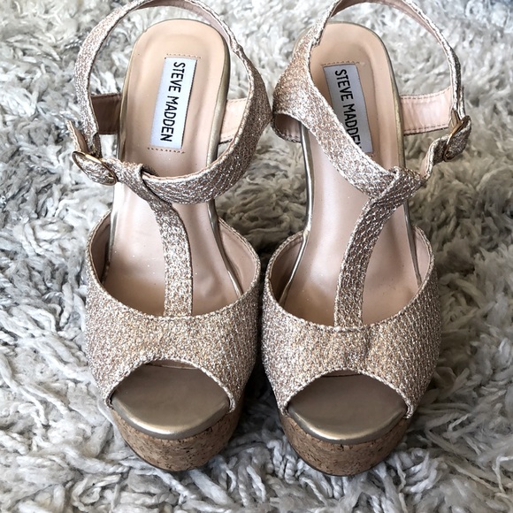Steve Madden Havana Glitter Wedge Sz 6.5 - Picture 2 of 6